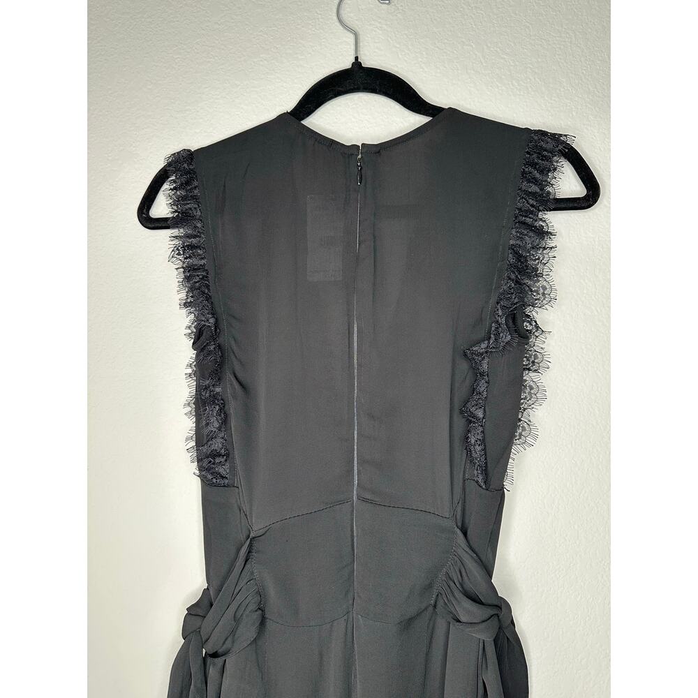 FREE PEOPLE CEM Black Sleeveless Lace Trim Deep V Cinch Waist Wide Leg Jumpsuit - Picture 11 of 14